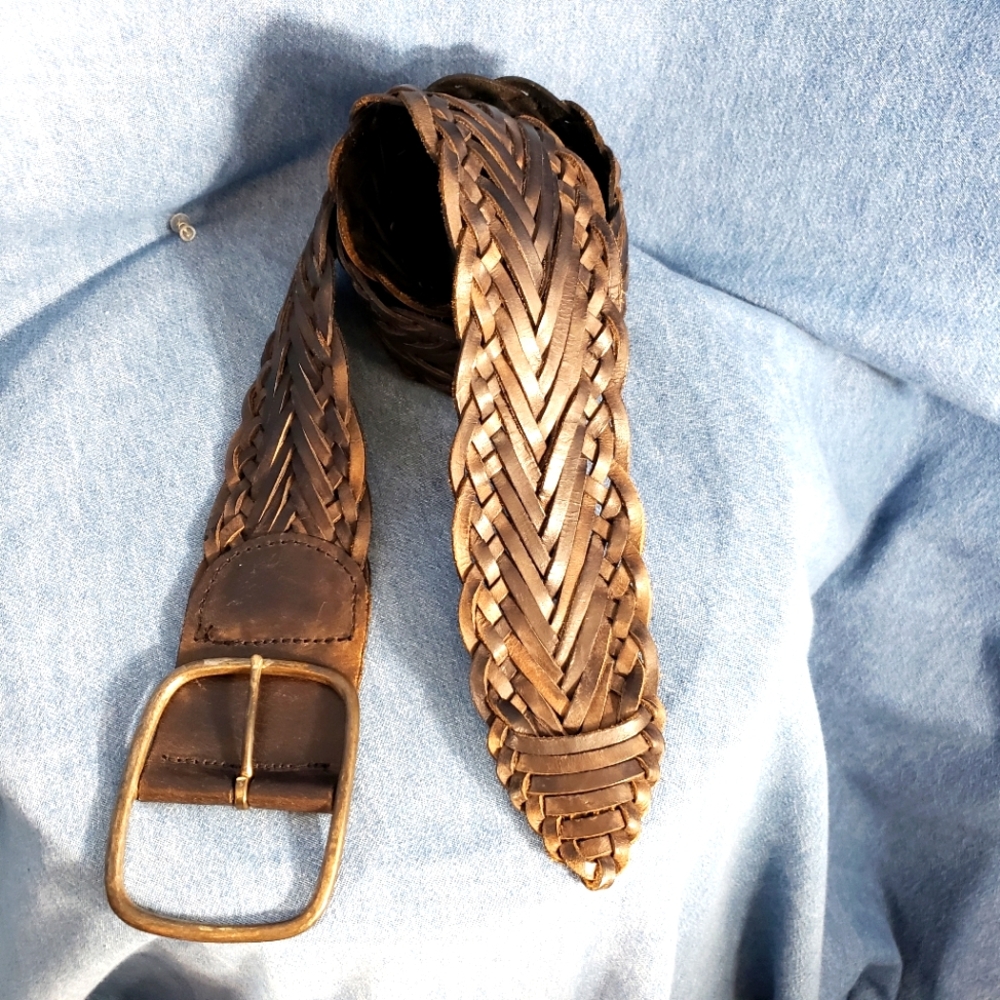 Nine West | Black leather woven vintage belt